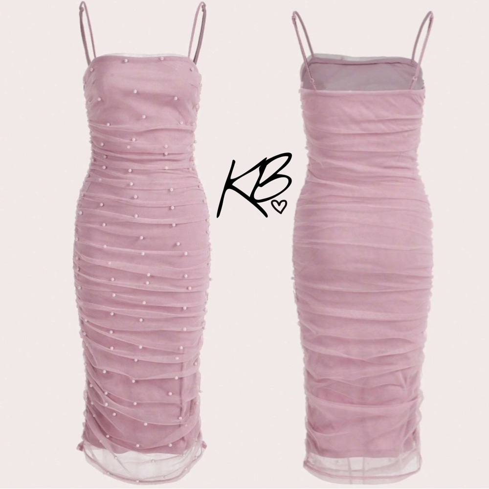 Pink dress with pearls